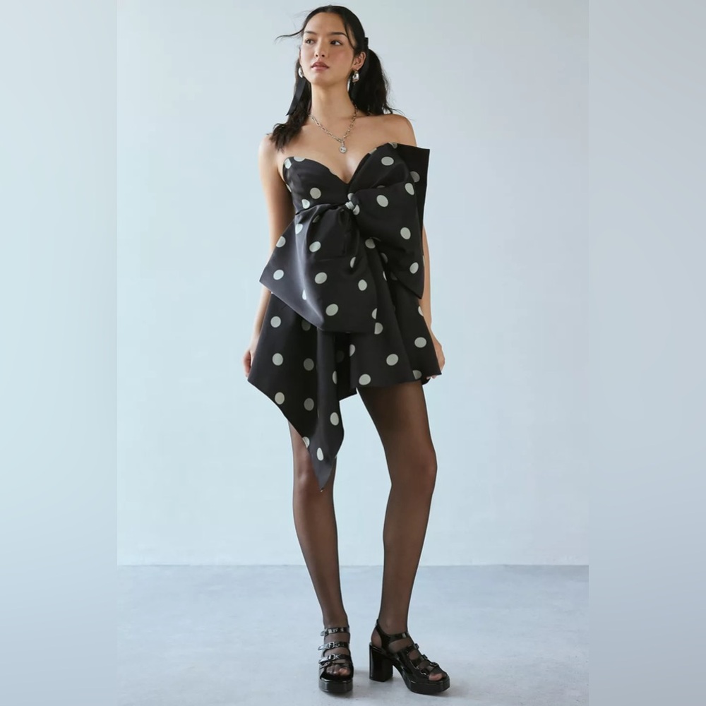 Bardot Brydie Bow Front Polka Dot Mini Dress XXL